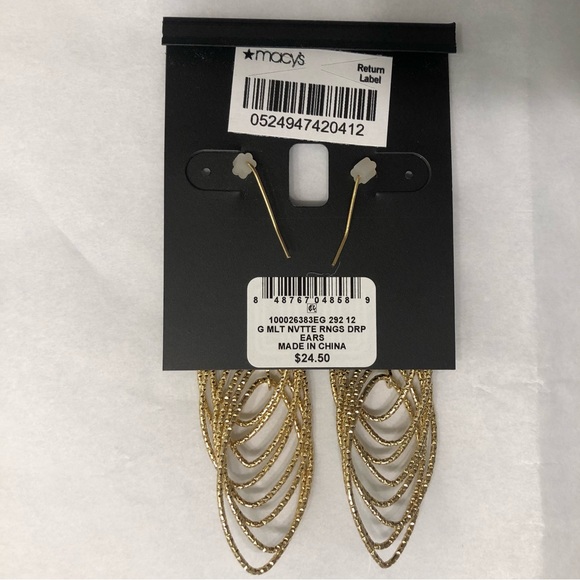 INC Goldtone Dangle Pierced Drop Earrings NWT - Picture 4 of 5